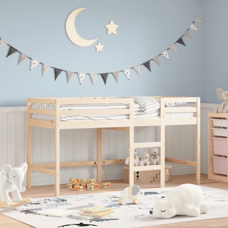 Lit mezzanine d'enfants sans matelas avec échelle 90x190 cm 