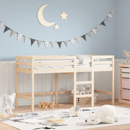 Lit mezzanine d'enfants sans matelas avec échelle 90x190 cm 