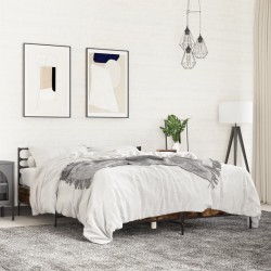 Cadre de lit sans matelas chêne fumé 150x200 cm 