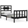 Cadre de lit sans matelas noir bois de pin massif 