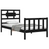 Cadre de lit sans matelas noir bois de pin massif 