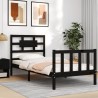 Cadre de lit sans matelas noir bois de pin massif 