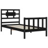 Cadre de lit sans matelas noir bois de pin massif 