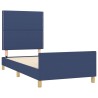 Cadre de lit sans matelas bleu 90x190 cm tissu 