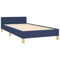 Cadre de lit sans matelas bleu 90x190 cm tissu 