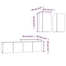 Ensemble de meubles TV 4 pcs Chêne fumé Bois d'ingénierie 