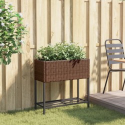 Jardinière avec étagère marron résine tressée 
