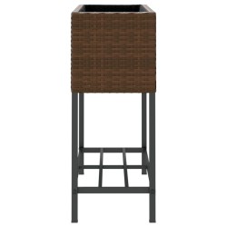Jardinière avec étagère marron résine tressée 