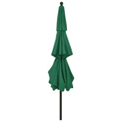 Parasol de jardin à 3 niveaux avec mât en aluminium vert 3,5 m 
