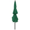 Parasol de jardin à 3 niveaux avec mât en aluminium vert 3,5 m 