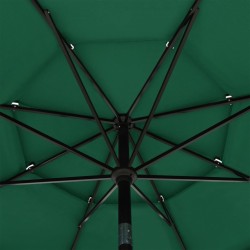 Parasol de jardin à 3 niveaux avec mât en aluminium vert 3,5 m 