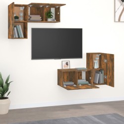 Ensemble de meubles TV 4 pcs Chêne fumé Bois d'ingénierie 
