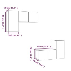 Ensemble de meubles TV 4 pcs Chêne fumé Bois d'ingénierie 