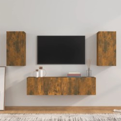 Ensemble de meubles TV 4 pcs Chêne fumé Bois d'ingénierie 