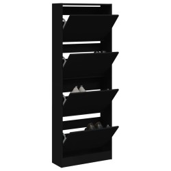 Armoire à chaussures noir 60x21x163,5 cm bois d'ingénierie 