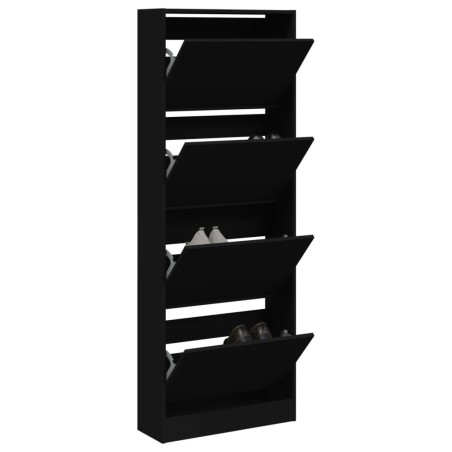 Armoire à chaussures noir 60x21x163,5 cm bois d'ingénierie 