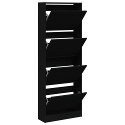 Armoire à chaussures noir 60x21x163,5 cm bois d'ingénierie 