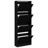 Armoire à chaussures noir 60x21x163,5 cm bois d'ingénierie 