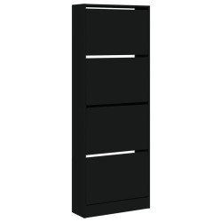 Armoire à chaussures noir 60x21x163,5 cm bois d'ingénierie 
