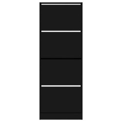 Armoire à chaussures noir 60x21x163,5 cm bois d'ingénierie 