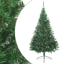 Sapin de Noël artificiel moitié avec support vert 240 cm PVC 