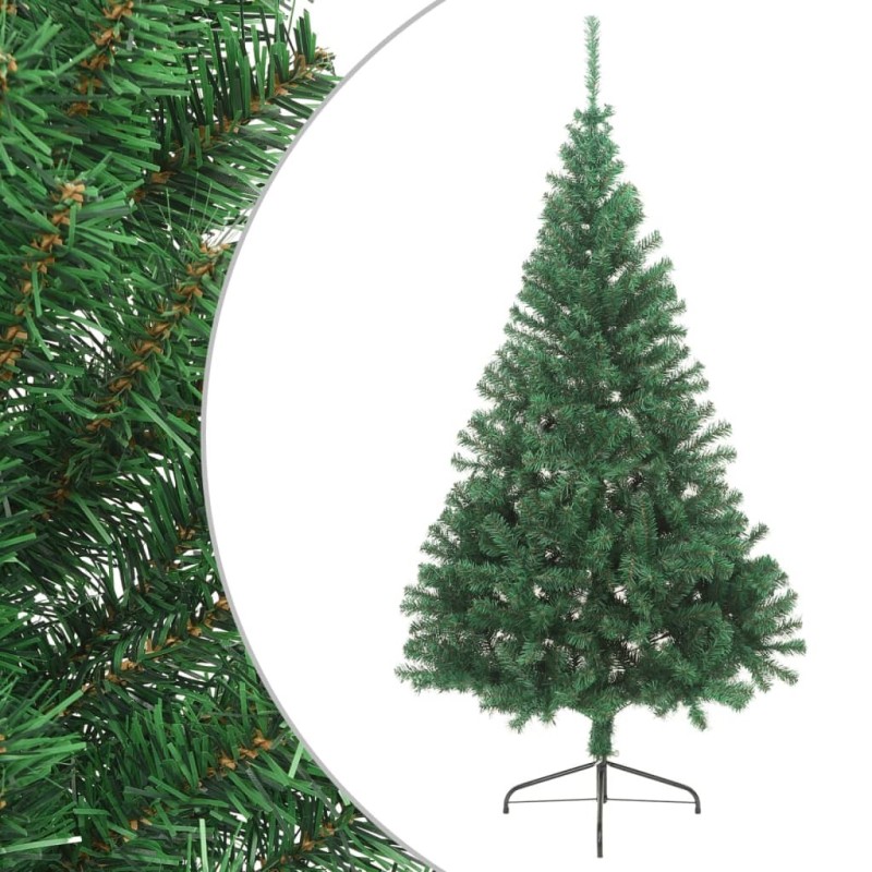 Sapin de Noël artificiel moitié avec support vert 240 cm PVC 