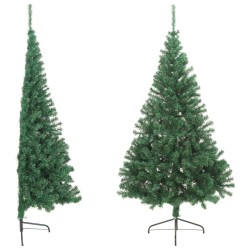 Sapin de Noël artificiel moitié avec support vert 240 cm PVC 