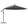 Parasol de jardin en porte-à-faux et lumières LED mât en métal 