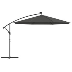 Parasol de jardin en porte-à-faux et lumières LED mât en métal 