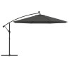 Parasol de jardin en porte-à-faux et lumières LED mât en métal 