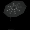 Parasol de jardin en porte-à-faux et lumières LED mât en métal 
