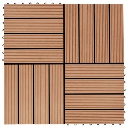 Carreau de terrasse 11 pcs WPC 30 x 30 cm 1 m² Couleur Teck 