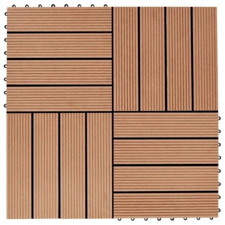 Carreau de terrasse 11 pcs WPC 30 x 30 cm 1 m² Couleur Teck 