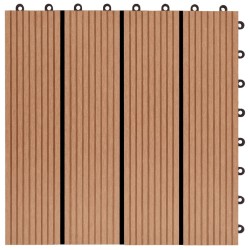 Carreau de terrasse 11 pcs WPC 30 x 30 cm 1 m² Couleur Teck 