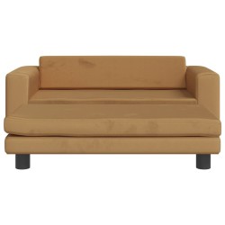 Canapé avec repose-pied pour enfants marron 100x50x30cm velours 