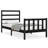Cadre de lit sans matelas noir 100x200 cm bois massif de pin 