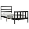 Cadre de lit sans matelas noir 100x200 cm bois massif de pin 