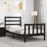 Cadre de lit sans matelas noir 100x200 cm bois massif de pin 