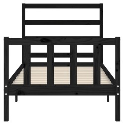 Cadre de lit sans matelas noir 100x200 cm bois massif de pin 