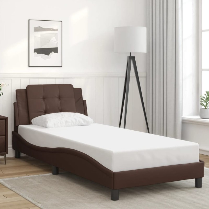 Cadre de lit sans matelas marron 80x200 cm similicuir 