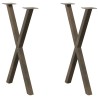 Pieds de table à manger en forme de X, 2 pièces, acier naturel, 50 x (72-73) cm 