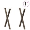 Pieds de table à manger en forme de X, 2 pièces, acier naturel, 50 x (72-73) cm 