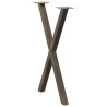 Pieds de table à manger en forme de X, 2 pièces, acier naturel, 50 x (72-73) cm 