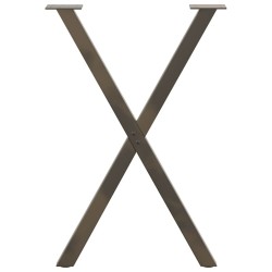 Pieds de table à manger en forme de X, 2 pièces, acier naturel, 50 x (72-73) cm 