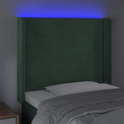 Tête de lit à LED Vert foncé 93x16x118/128 cm Velours 