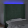 Tête de lit à LED Vert foncé 93x16x118/128 cm Velours 