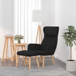 Chaise de relaxation avec tabouret Noir Velours 