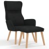Chaise de relaxation avec tabouret Noir Velours 