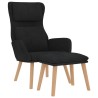 Chaise de relaxation avec tabouret Noir Velours 