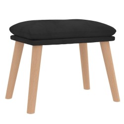 Chaise de relaxation avec tabouret Noir Velours 